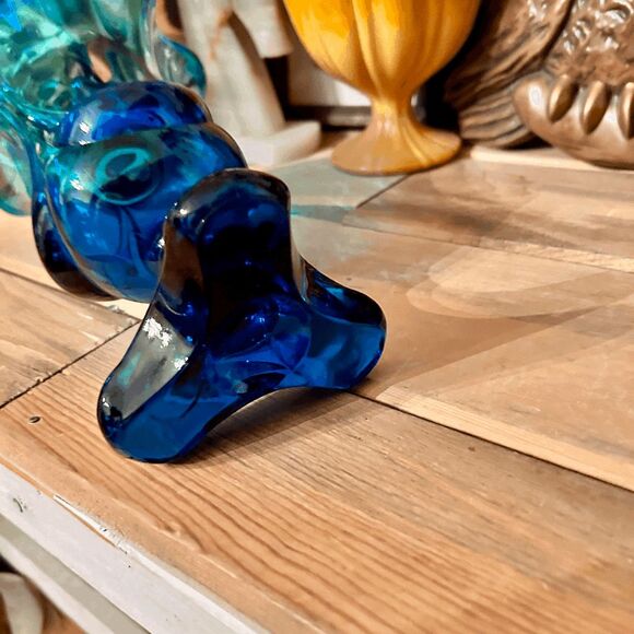 Vintage Viking EPIC DRAPE Vase Bluenique Footed 3 Toe Pedestal Flared Swung Glas - Picture 2 of 4